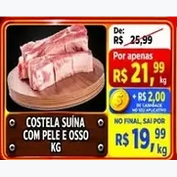 Recorte do encarte de Costela Suína com Pele e Osso
