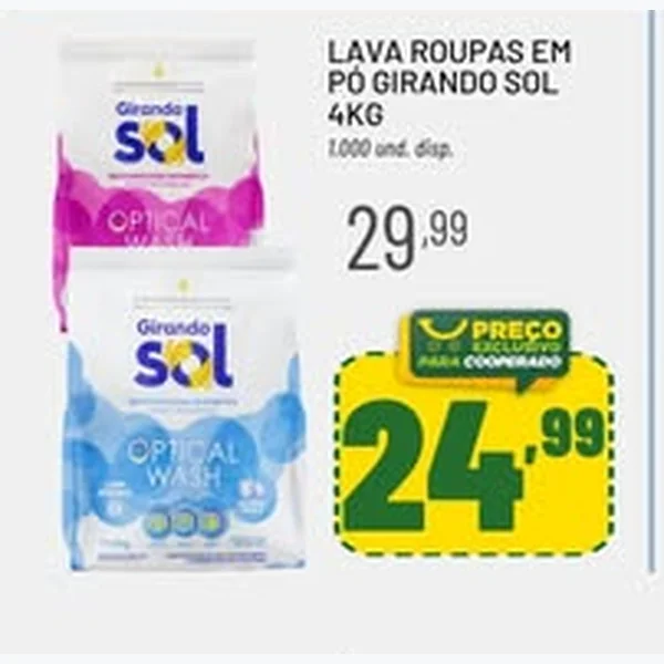 Recorte do encarte de Lava Roupas em Pó Girando Sol 4 kg