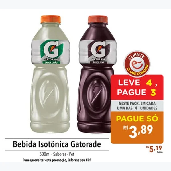 Recorte do encarte de Isotônico Gatorade 500 ml