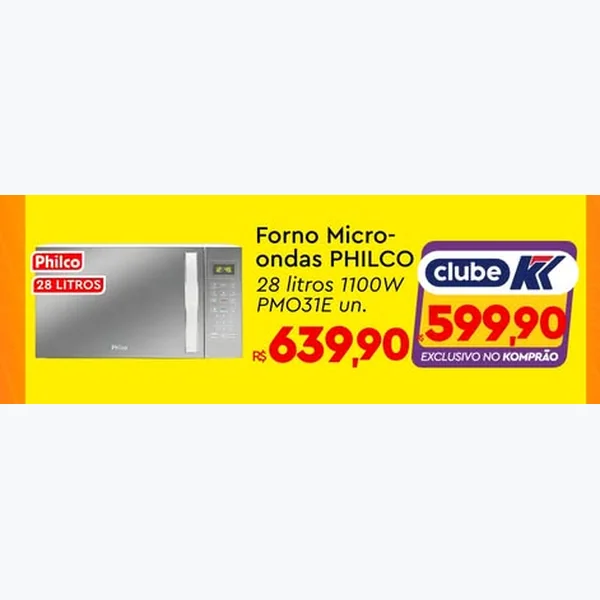 Forno Micro-ondas 28 Litros 1100w Pmo31e PHILCO