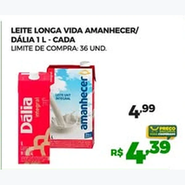 Recorte do encarte de Leite Longa Vida Dália 1 L