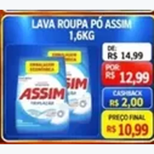 Recorte do encarte de Lava Roupa Pó Assim 1,6 kg