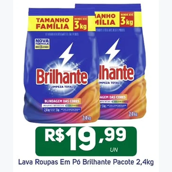 Lava Roupas em Pó Brilhante 2,4 kg
