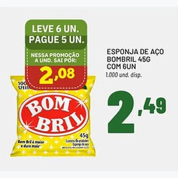 Esponja de Aço Bombril 6 un × 45 g