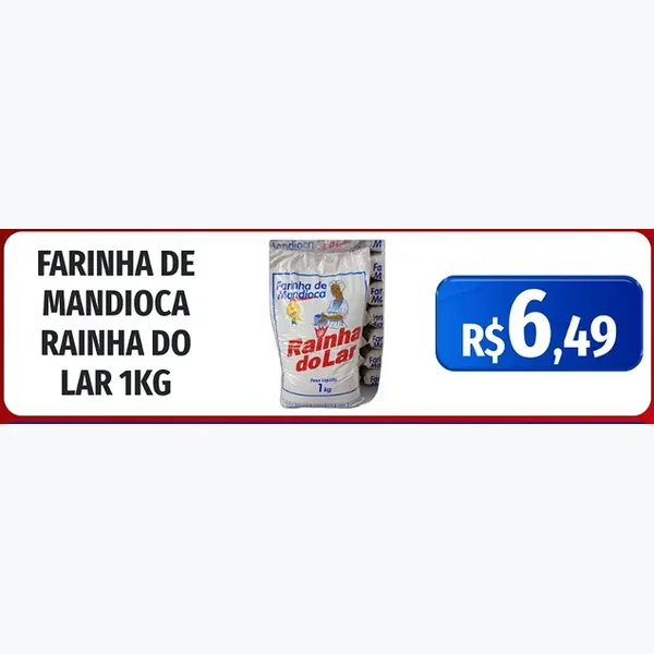 Recorte do encarte de Farinha de Mandioca Rainha do Lar 1 kg