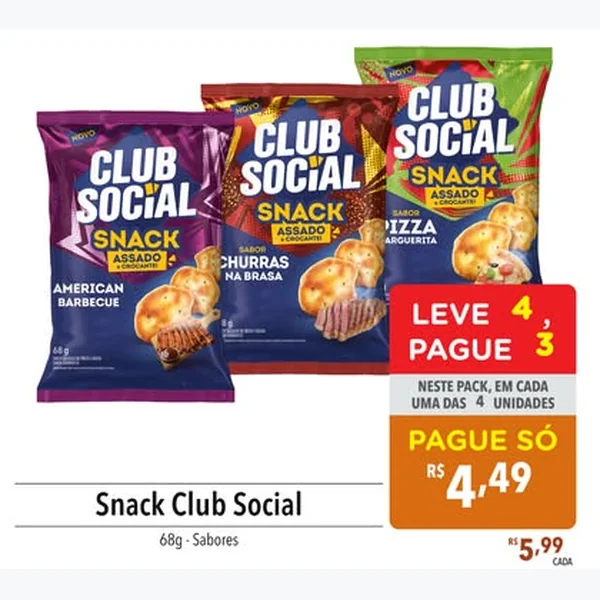 Snack Pizza Marguerita Club Social 68 g