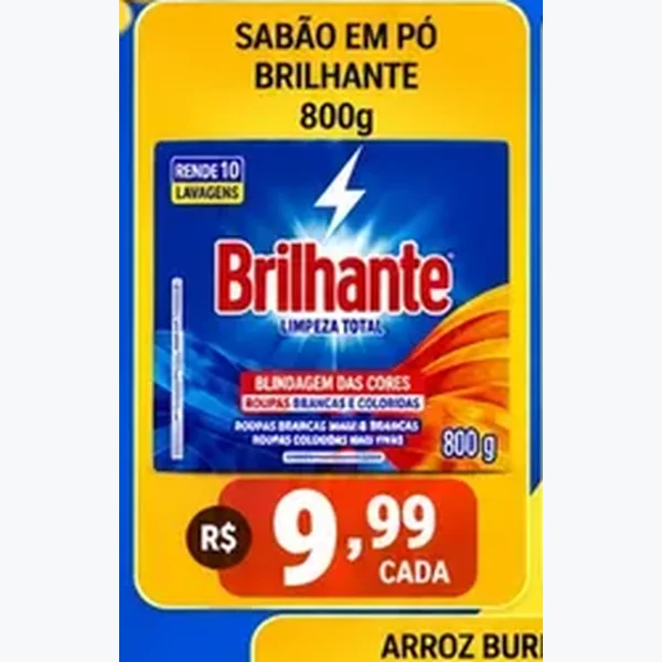 Recorte do encarte de Sabão em Pó Limpeza Total Brilhante 800 g