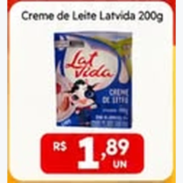 Recorte do encarte de Creme de Leite Latvida 200 g