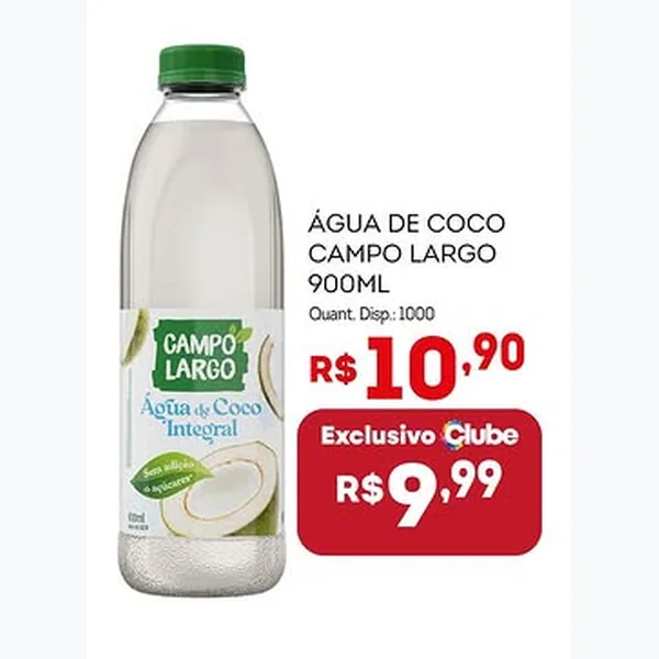 Recorte do encarte de Água de Coco Integral Campo Largo 900 ml