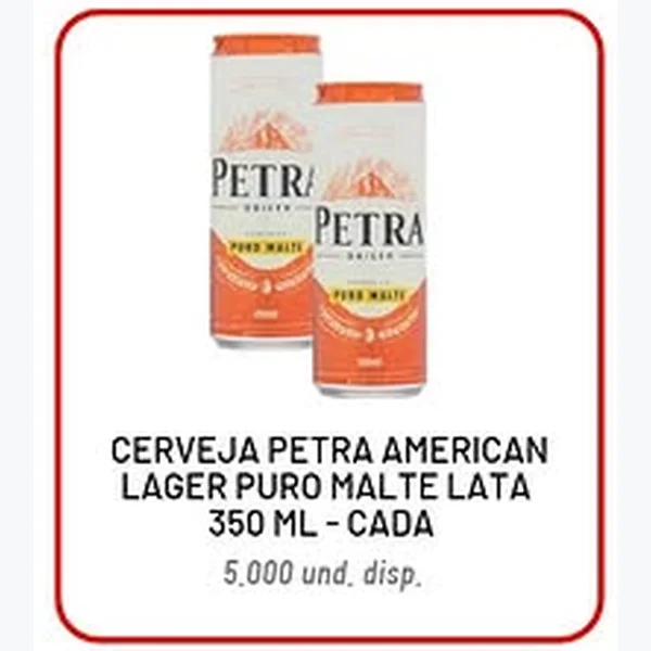 Recorte do encarte de Cerveja American Lager Puro Malte Petra 350 ml