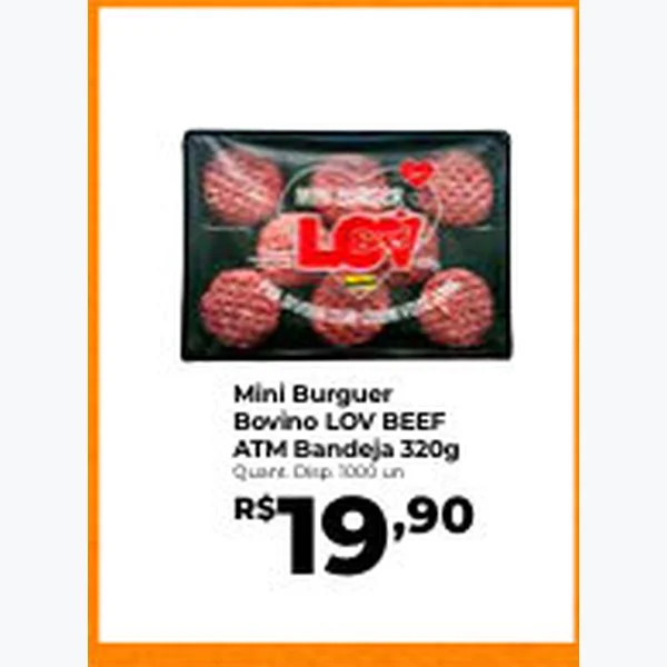 Recorte do encarte de Mini Burguer Bovino LOV BEEF 320 g