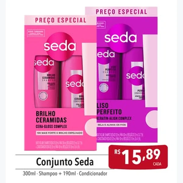 Shampoo e Condicionador Liso Perfeito Seda 2 un × 490 ml