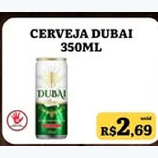 Recorte do encarte de Cerveja Dubai 350 ml