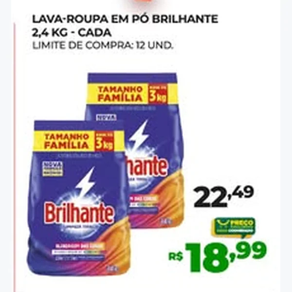 Recorte do encarte de Lava-roupa em Pó Brilhante 2,4 kg