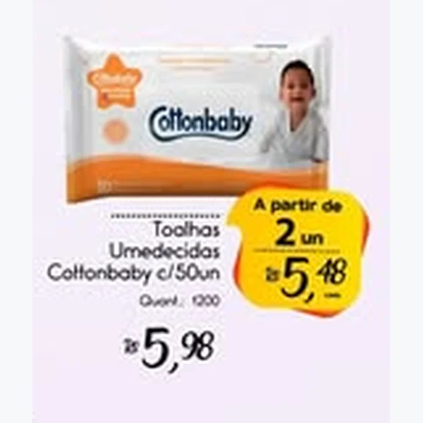 Recorte do encarte de Toalhas Umedecidas Cottonbaby 50 un