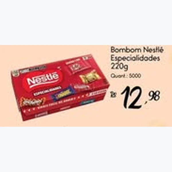 Recorte do encarte de Bombom Especialidades Nestlé 220 g