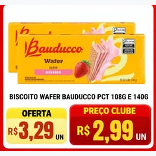 Recorte do encarte de Biscoito Wafer Bauducco 140 g