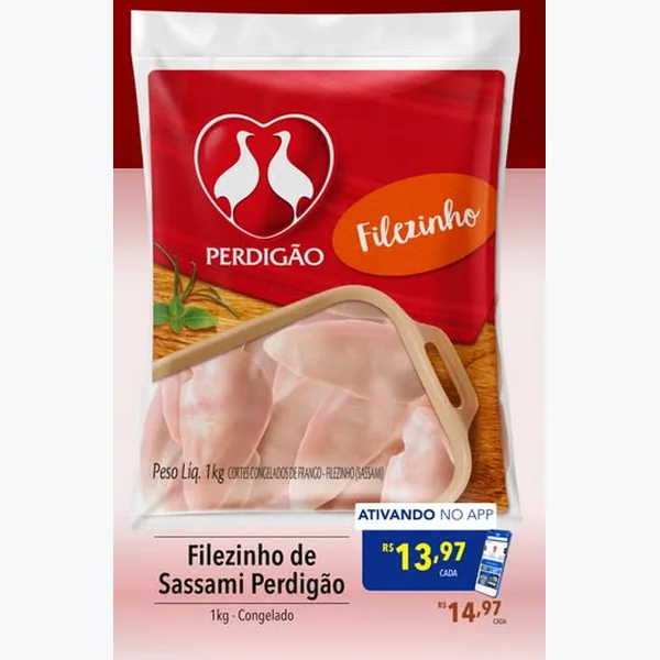 Recorte do encarte de Filezinho de Sassami Perdigão 1 kg