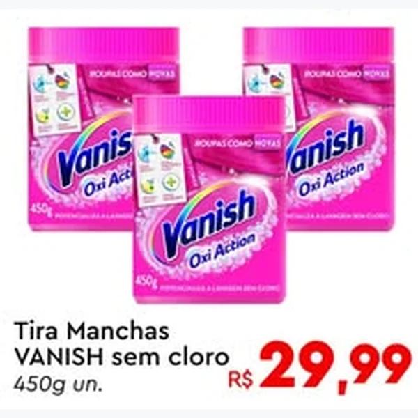 Recorte do encarte de Tira Manchas sem Cloro VANISH 450 g