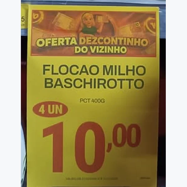 Recorte do encarte de Flocão de Milho Baschirotto 400 g