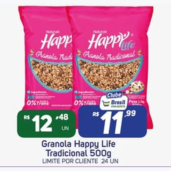 Recorte do encarte de Granola Tradicional Happy Life 500 g