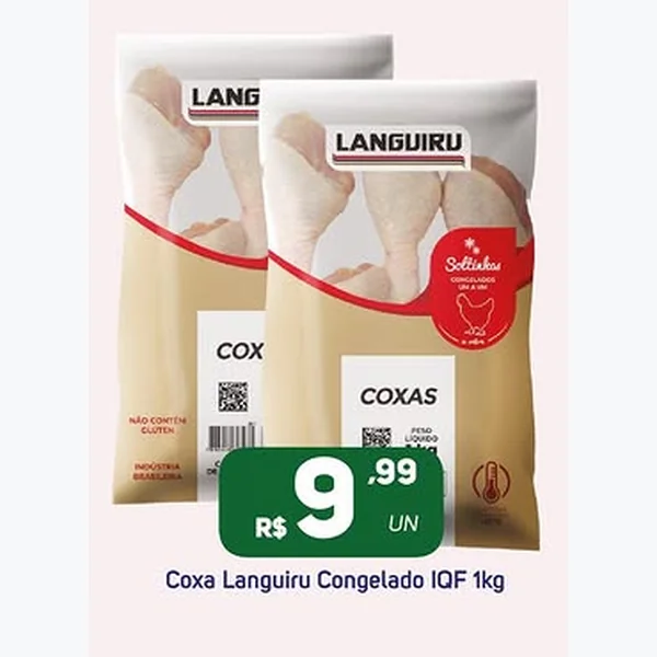 Recorte do encarte de Coxas Congelado Iqf Languiru 1 kg
