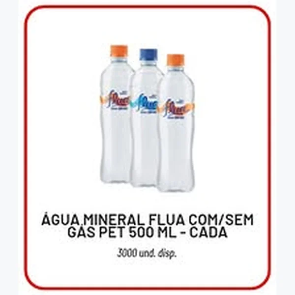 Recorte do encarte de Água Mineral Com/sem Gás Flua 500 ml