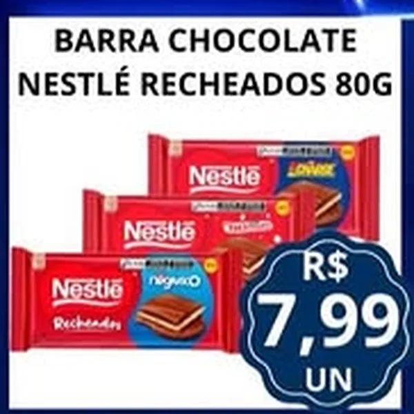 Recorte do encarte de Barra Chocolate Recheados Nestlé 80 g