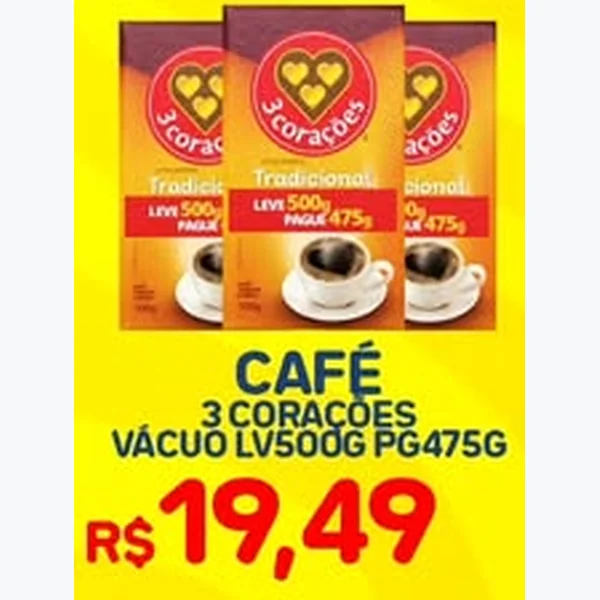 Recorte do encarte de Café Tradicional 3 Corações 475 g