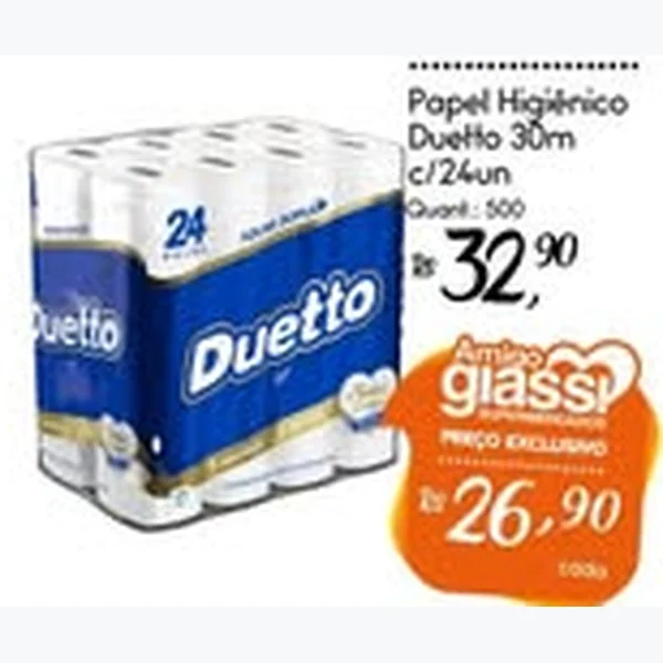Recorte do encarte de Papel Higiênico Duetto 24 un × 30 un