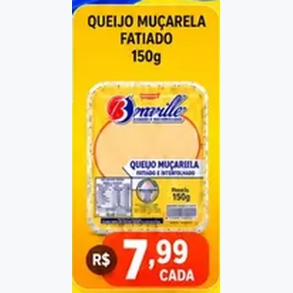 Recorte do encarte de Queijo Muçarela Fatiado Bonville 150 g