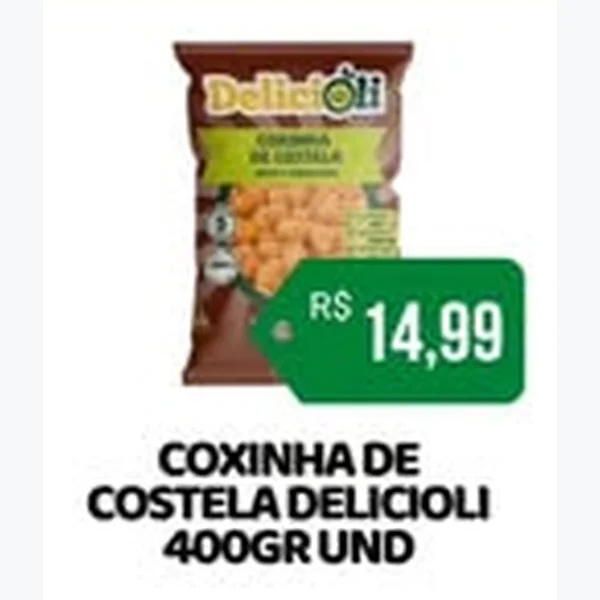 Recorte do encarte de Coxinha de Costela Delicioli 400 g