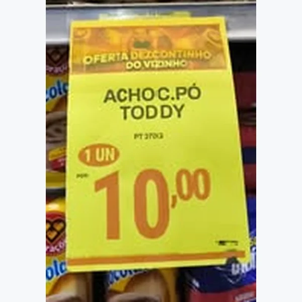 Recorte do encarte de Achocolatado em Pó Toddy 370 g