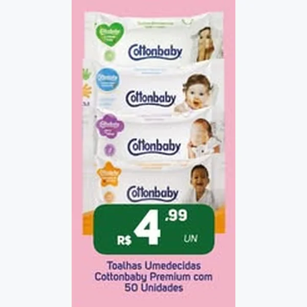 Toalhas Umedecidas Premium Cottonbaby 50 un