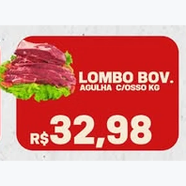 Recorte do encarte de Lombo Bovino Agulha com Osso