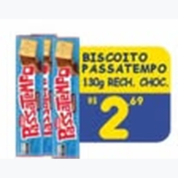 Recorte do encarte de Biscoito Recheado Chocolate Passatempo 130 g
