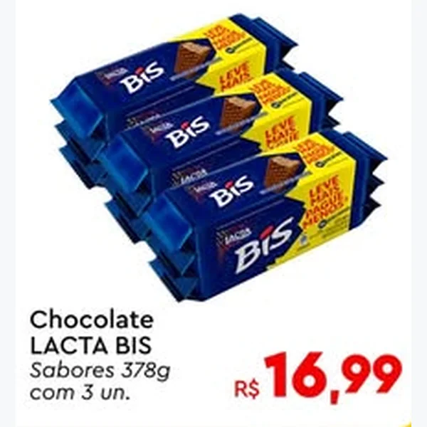 Recorte do encarte de Chocolate Bis LACTA 378 g