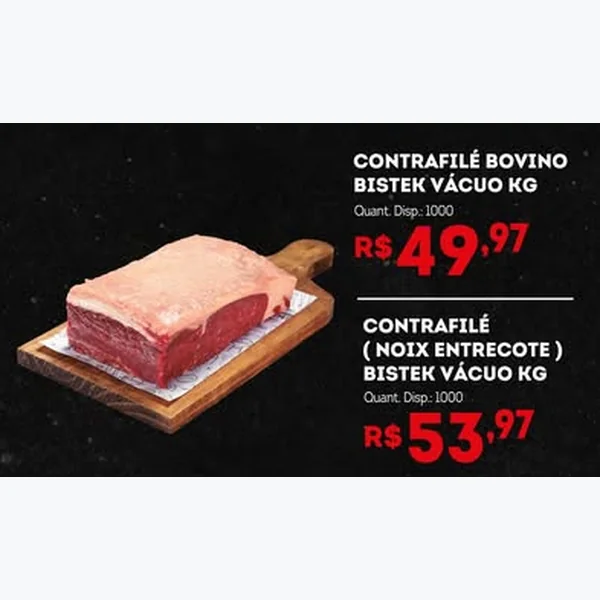 Recorte do encarte de Contrafilé Bovino Vácuo Bistek