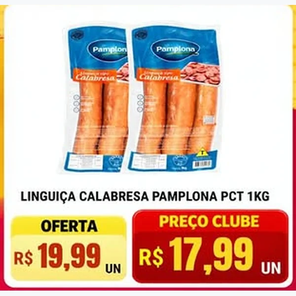 Recorte do encarte de Linguiça Calabresa Pamplona 1 kg
