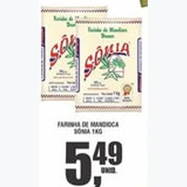 Recorte do encarte de Farinha de Mandioca Sônia 1 kg