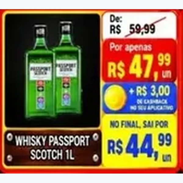 Recorte do encarte de Whisky Passport Scotch 1 L