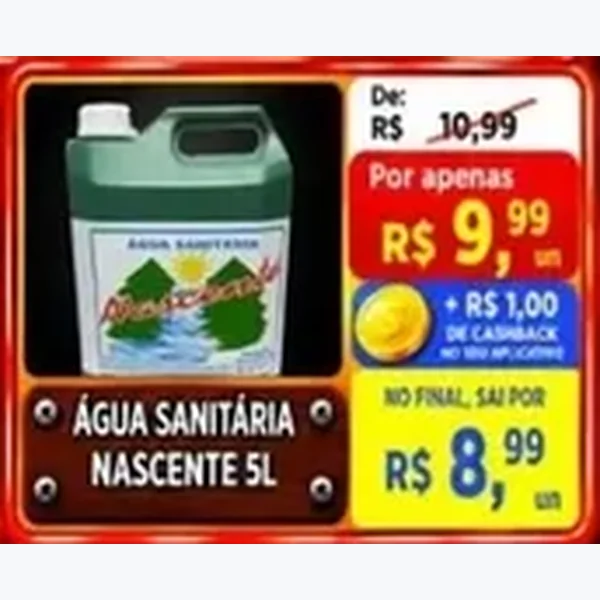 Recorte do encarte de Água Sanitária Nascente 5 L