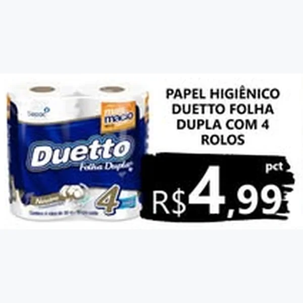 Recorte do encarte de Papel Higiênico Folha Dupla Duetto 4 un