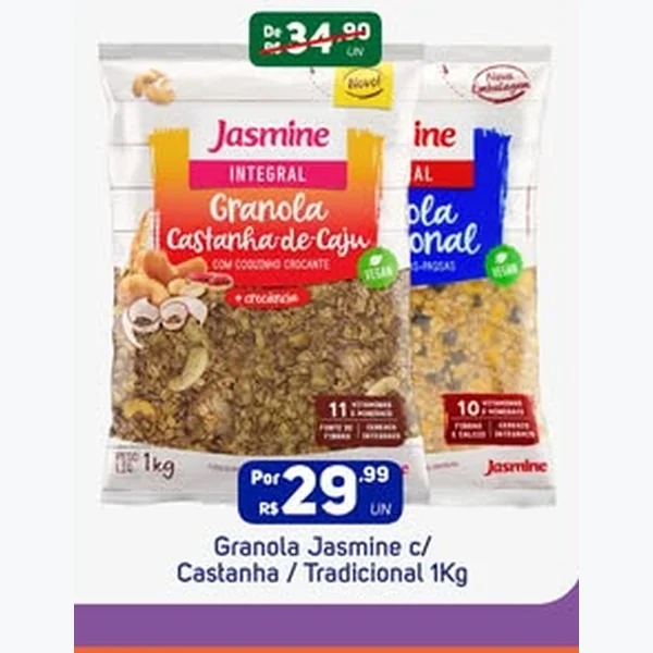 Recorte do encarte de Granola Castanha de Caju Jasmine 1 kg
