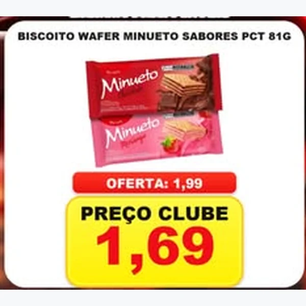 Biscoito Wafer Minueto 81 g
