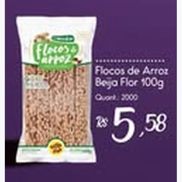Recorte do encarte de Flocos de Arroz Beija Flor 100 g