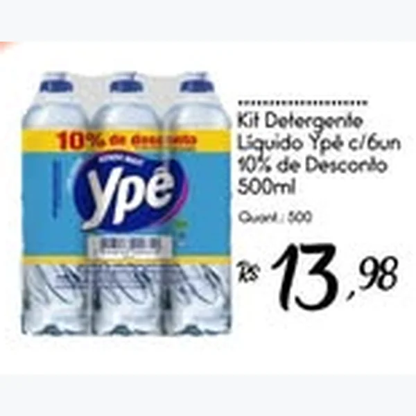 Recorte do encarte de Detergente Líquido Ypê 6 un × 500 ml