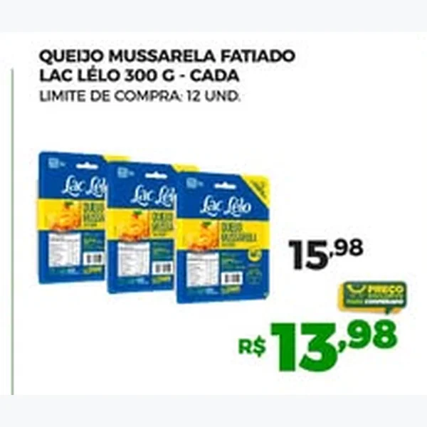 Queijo Mussarela Fatiado Lac Lélo 300 g