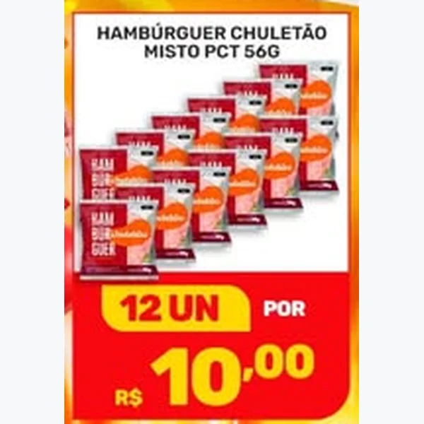 Recorte do encarte de Hambúrguer Misto Chuletão 56 g