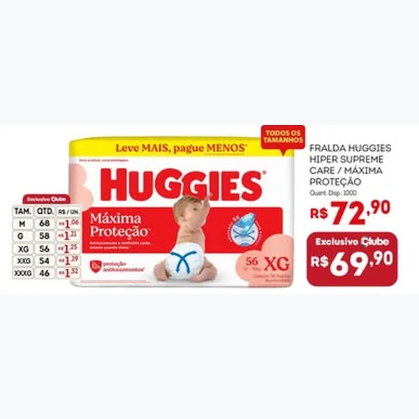 Fralda Hiper Supreme Care Máxima Proteção Huggies
